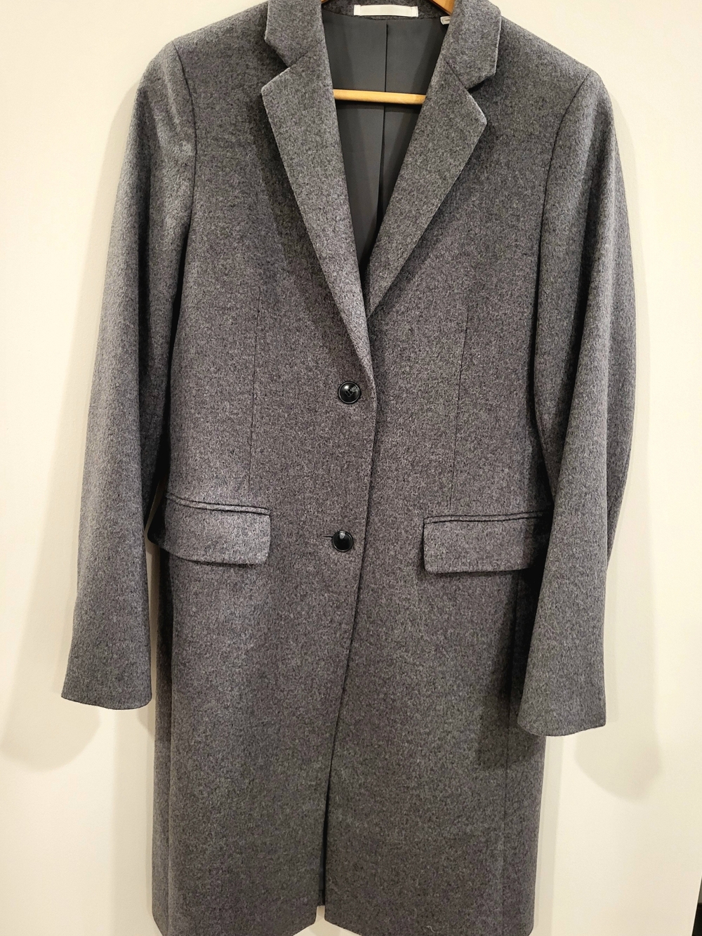UNIQLO Women's Gray Wool Cashmere Button Front Lined Mid-Length Coat S Classic